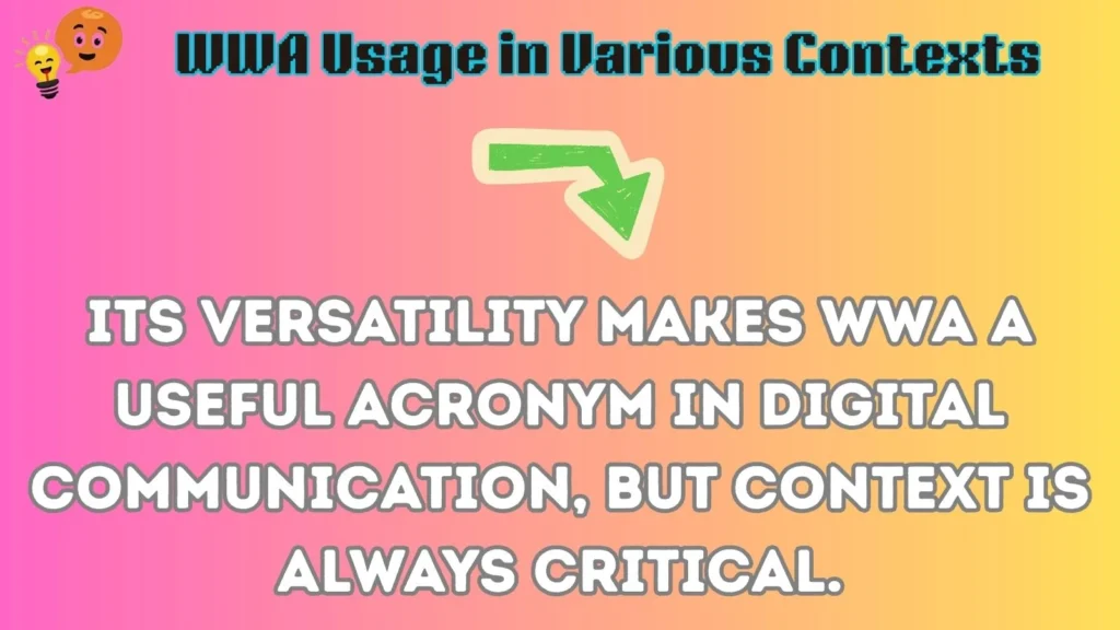 WWA Usage in Various Contexts